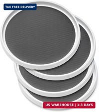 Set of 4, 10 Inch Non-Skid Lazy Susan Organizers - Turntable Rack for Cabinet, P