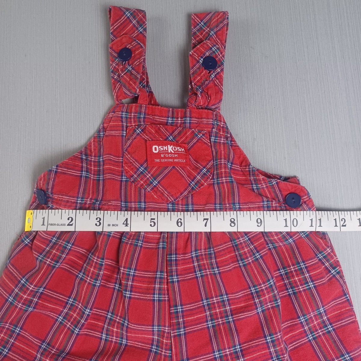 Vintage Oshkosh B'Gosh Plaid Overalls Romper Toddler Boys