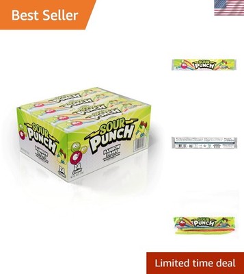 Straws, Rainbow Fruit Flavors, Chewy Sweet & Sour Candy, 2oz Tray 24 Pack