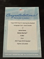 2025 Topps Now Road to Opening Day - Autographs Jarren Duran #A-JD Green /99