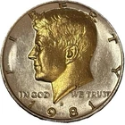 DANBURY MINT - 1981-P  KENNEDY HALF DOLLAR UNCIRCULATED -  GOLD &  SILVER PLATED