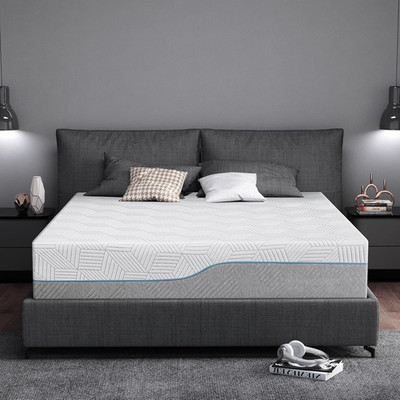 Queen 14'' Extra Firm Green Tea Gel Memory Foam Mattress for Back Pain Relief