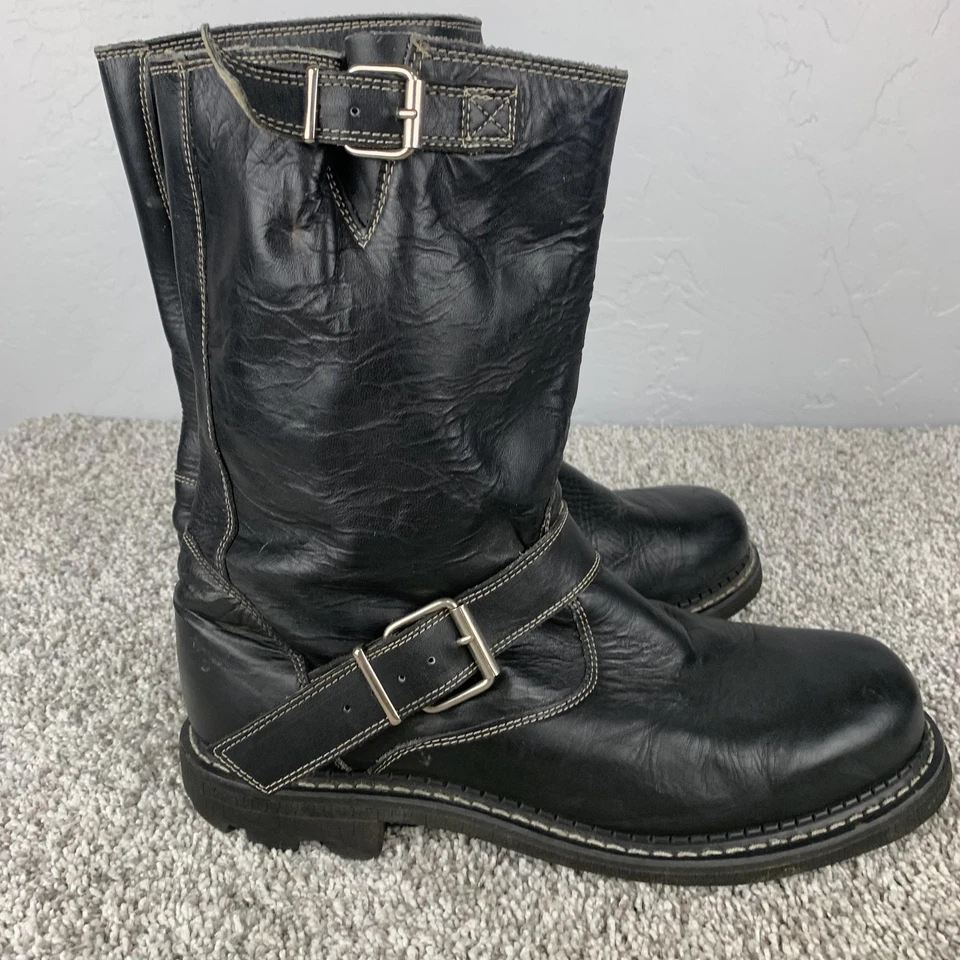 Botas de Ingeniero John Fluevog Para Hombre Talla 13 Cuero Motocicleta Motociclista Correa Suela Foto 2 de 4