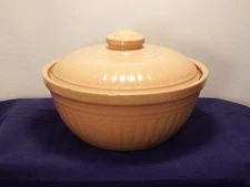 Vintage 8 1/4” Yellowware Yellow Ware Covered Casserole with Lid, Marked USA