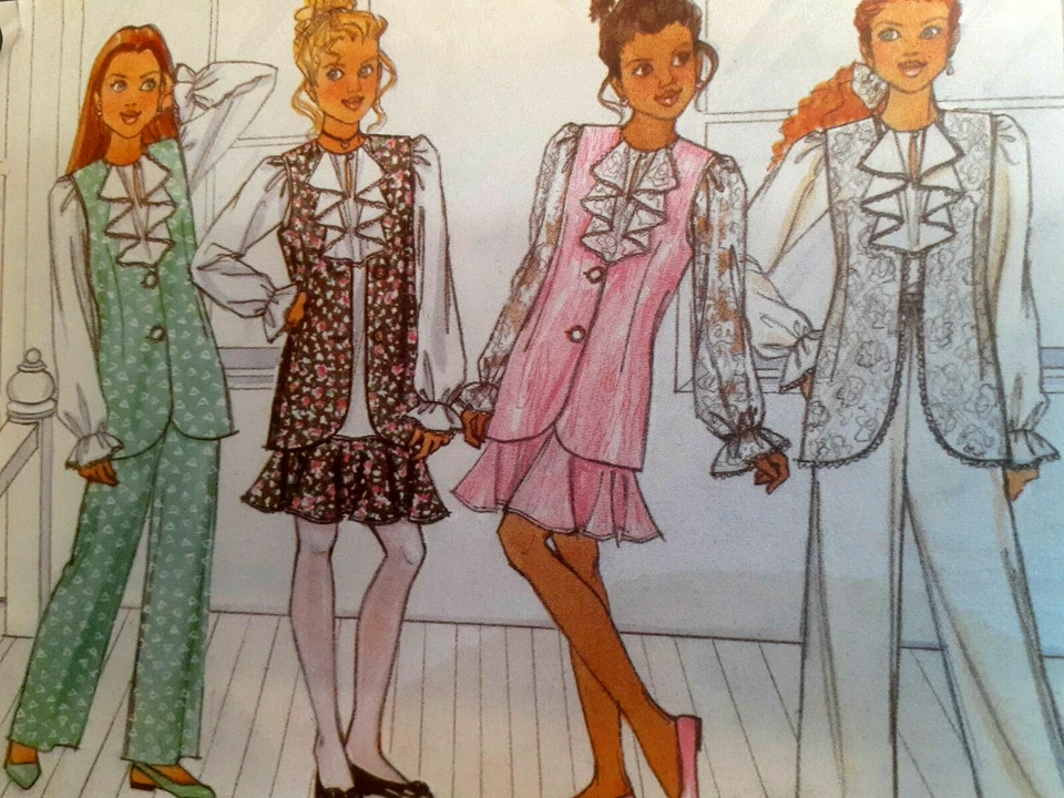 Butterick 3167 Vest Blouse Skirt Pants Sewing Pattern Busybodies Girls 12 14 UC - Image 2 of 4