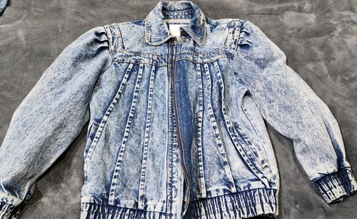 Vintage 80’s Hobo Grunge Pleated Gitano Denim Jacket Size S - Picture 3 of 9