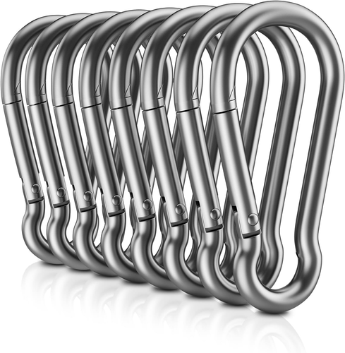 8 PCS Heavy Duty Carabiner Clips, 【NO Rust】 1360Lbs 304 Stainless Steel Carabine - Picture 10 of 12