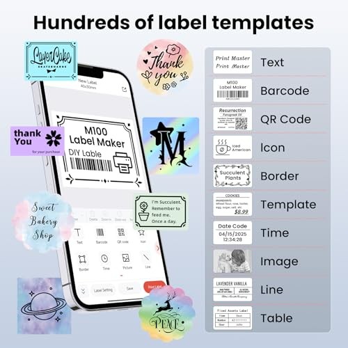 Bluetooth Thermal Label Maker Machine with 2 Inch Tapes