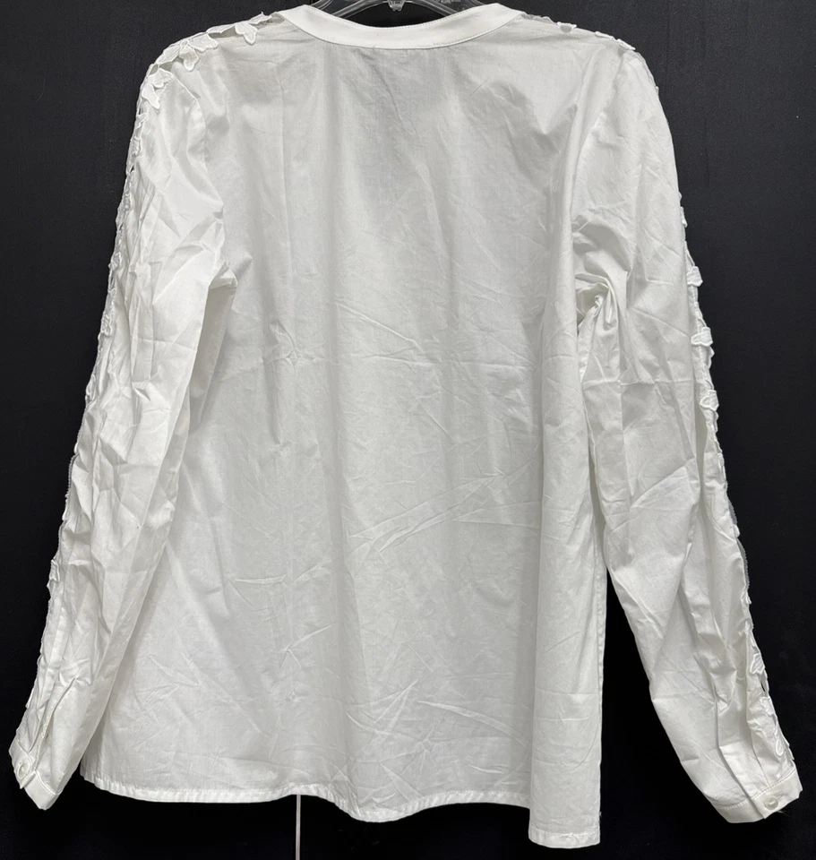 Blusa FDJ French Dressing 3D Manga Margarita Apliques Blanco Botón Frontal 10 Nueva con Etiquetas Foto 3 de 4