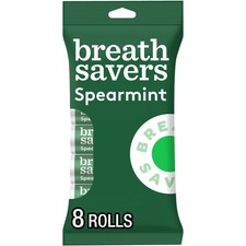 Breath Savers Spearmint Flavored Sugar Free Breath Mints, Rolls 0.75 oz,8 Count