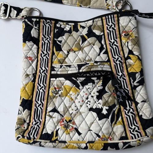 VERA BRADLEY Women's Yellow Beige Black Dogwood Adjustable Strap Crossbody Bag - Picture 2 of 7