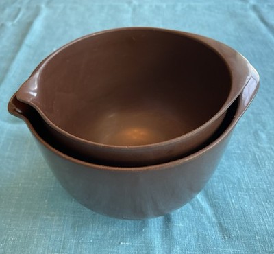 Vintage MCM Danish ROSTI Mepal Brown Mixing Bowl Set 1.5L & 2L DENMARK Nesting