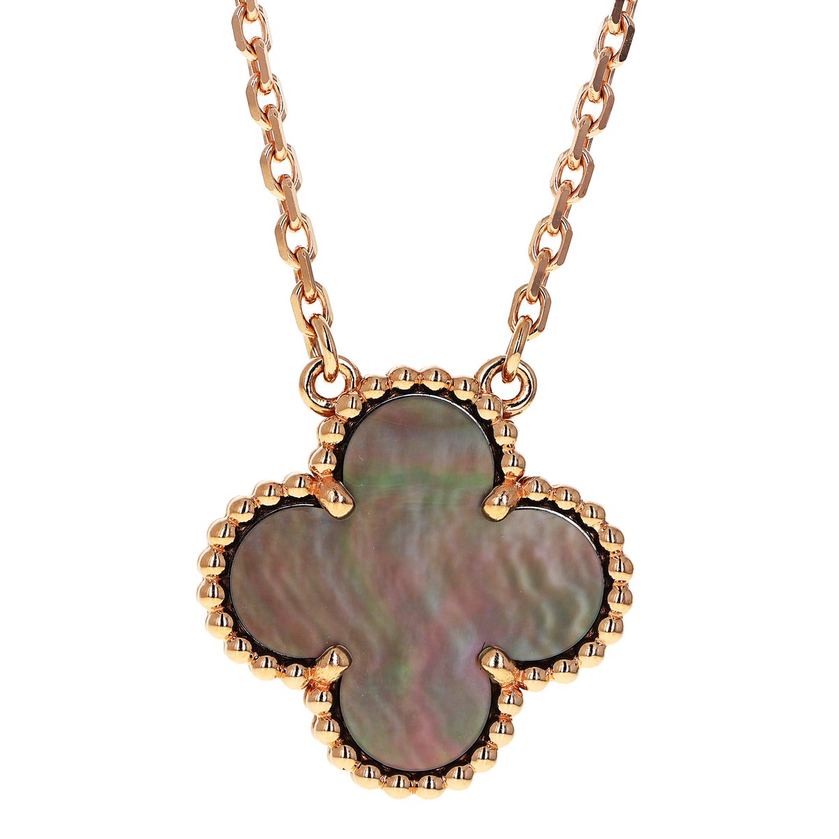 Van Cleef & Arpels ビンテージアルハンブラ YG MOP Van Cleef & Arpels Vintage Alhambra 18k Rose Gold Grey MOP Pendant