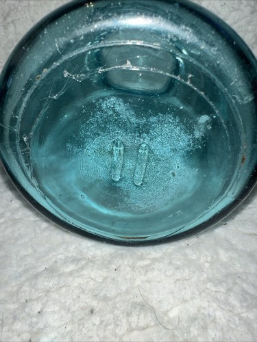 Seltenes Vintage Kugel perfektes Einmachglas blaues Glas Quart 1923-1933 #11 Depression Ära - Bild 2 von 4