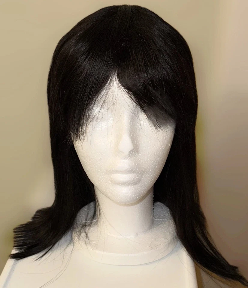 Peruca super fofa, 14 polegadas, preta, 100% cabelo humano, reta com franjas, corte Bob - Imagem 4 de 4