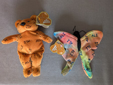 Ali Bear and Butterfly by Ali Salvino's Bammers plush bean lot of 2