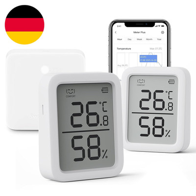 Switchbot Thermometer Hygrometer Innen 2 Pack with Hub Mini, Bluetooth Hygromete