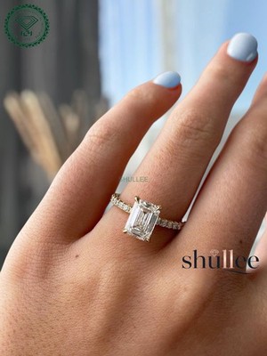 25th Birthday Gift Ring ! 1.5CT Emerald Lab Grown Diamond 14k Yellow Gold