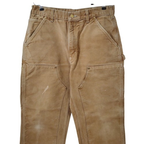 Carhartt Men's B01 Brown Canvas Double Knee Work Pants 33x32 Loose Original Fit - Picture 3 of 13