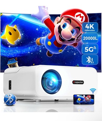 Beamer, 20000 Lumen 1080P Full HD Beamer 4K Heimkino Unterstützt, 5G Wifi Blueto