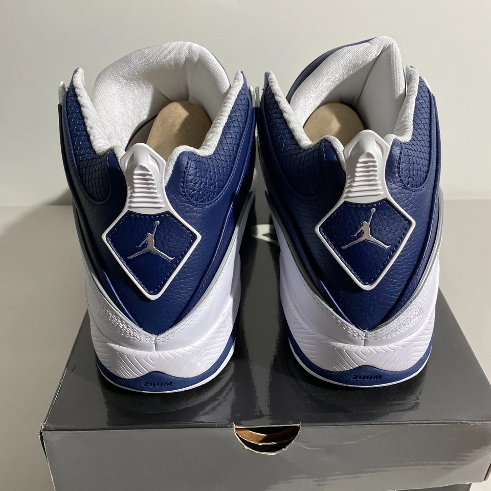 Talla 12.5 - Air Jordan Olympia Blanco Plata Medianoche Azul Marino 323096-102 ¡Envío Rápido! Foto 4 de 4