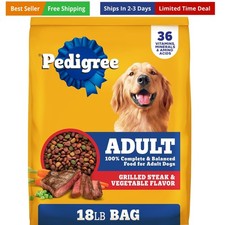 Adult Dry Dog Food, Complete Nutrition, Grilled Steak  Vegetable Flavor, 18 ...