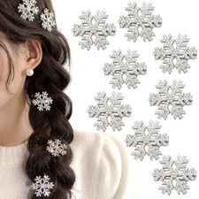 Snowflake Hair Clips Christmas Hair Pins Small Rhinestone Hair Barrette Xmas