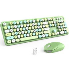 Wireless Keyboard and Mouse Combo, 2.4GHz Retro Full Size Typewriter Keyboard...