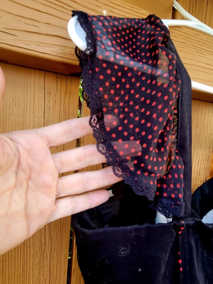 De Colección Tripp NYC Gótico Y2K Negro Rojo Lunares Corsé Vestido Disfraz L Hot Topic. Foto 3 de 4