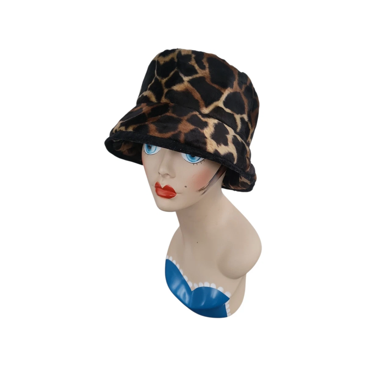 Vintage Leopard Trim Wool Bucket Hat With Leopard / Feather Accent NEW! Ed Hardy Love Faux Fur Bucket Hat - Leopard | Fashion Nova main image 2