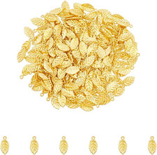 200Pcs Vintage Leaf Charms 15Mm Alloy Pendants Earring Charms for DIY Craft J