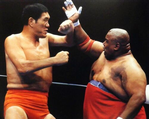 PHOTO DE LUTTE GIANT BABA vs ABDULLAH THE BUTCHER 8X10 PHOTO WWF - Photo 1/1