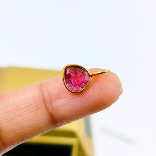 Dije de turmalina rosa en forma de corazón de plata de ley 925 dije hecho a mano - Imagen 8 de 9