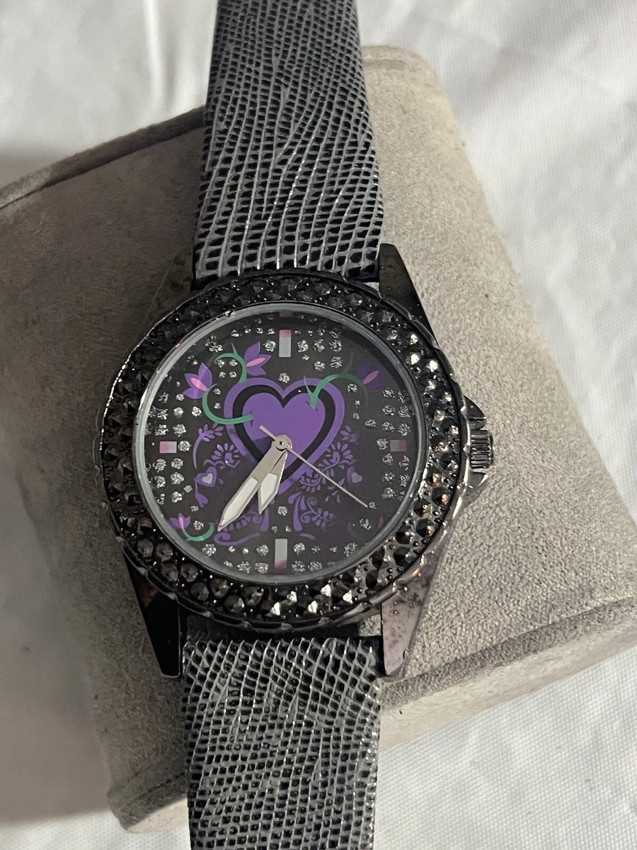 classic design ladies watch black and purple 38 mm case lizard Leather band