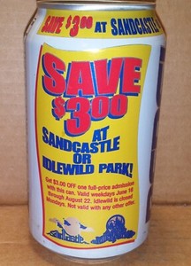 Pepsi 12 oz. Can - SAVE $3.00 Sand Castle or Idlewild Park, Spring, Texas 1997