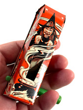 vtg Halloween Noisemaker tin litho US Metal Toys witch bat owl