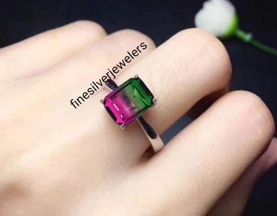 Watermelon Tourmaline Simulant And White Cubic Zirconia 18k Rose Gold Over  Silver Ring 0.38ctw - BLE807 | JTV.com