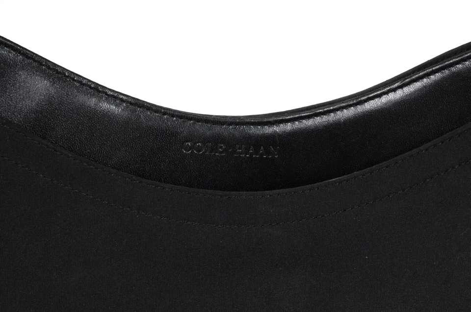 Bolso de hombro Cole Haan para mujer negro nailon correa de cuero ajustable mini maquillaje Foto 3 de 4