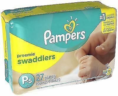 135 Count (5 Packs Of 27) Pampers Baby Diapers - Swaddlers - Size P1 Ultra