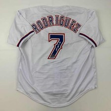 Facsimile Autographed Ivan Rodriguez Pudge Texas White Reprint Auto Jersey XL
