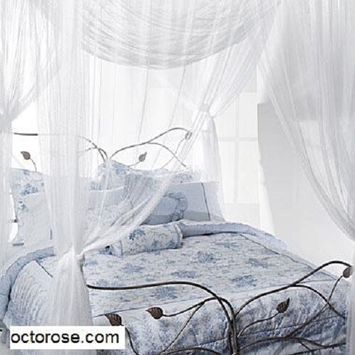 Mosquitera con dosel de cama OctoRose de 4 postes para camas QUEEN, COMPLETAS, KING en MUCHOS COLORES - Imagen 19 de 19