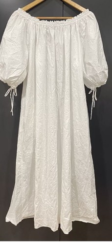 MATTEAU Off Shoulder Broderie Maxi Dress Sz 2 / 8 White - Picture 6 of 10