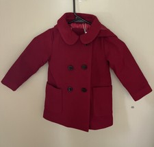 Richie House Little Girls Breasted Jacket Hooded Collared Red Zip/Button Size 3