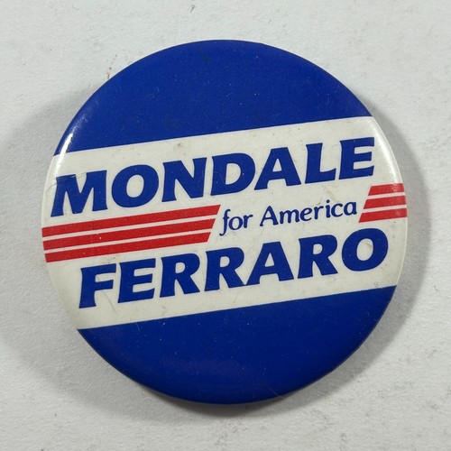 Pinback Button Mondale Ferraro for America 2in 1984 Dem Presidential Campaign - Foto 1 di 5
