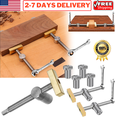 Fawiwpse 2Pack 3/4Inch Dog Hole Clamp With 4 Pack Bench Dog Stainless Steel Brass Woodworking Tools 19mm