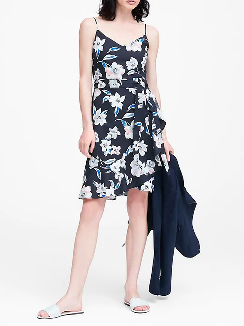 linen ruffle dress banana republic
