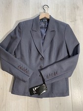 NWT Larry Levine Blue Herringbone Three Button Blazer Jacket Sz 8
