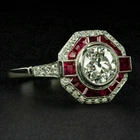 2.26CT Art Deco Round Moissanite Ruby Vintage Engagement 925 Silver Ring