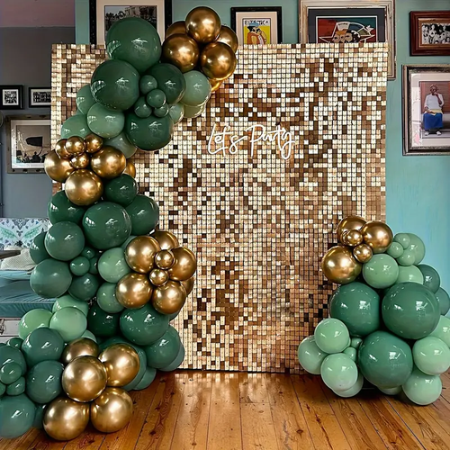 Retro Green Metallic Gold Balloon Garland Kit | Wedding Birthday Decorations - Picture 3 of 3