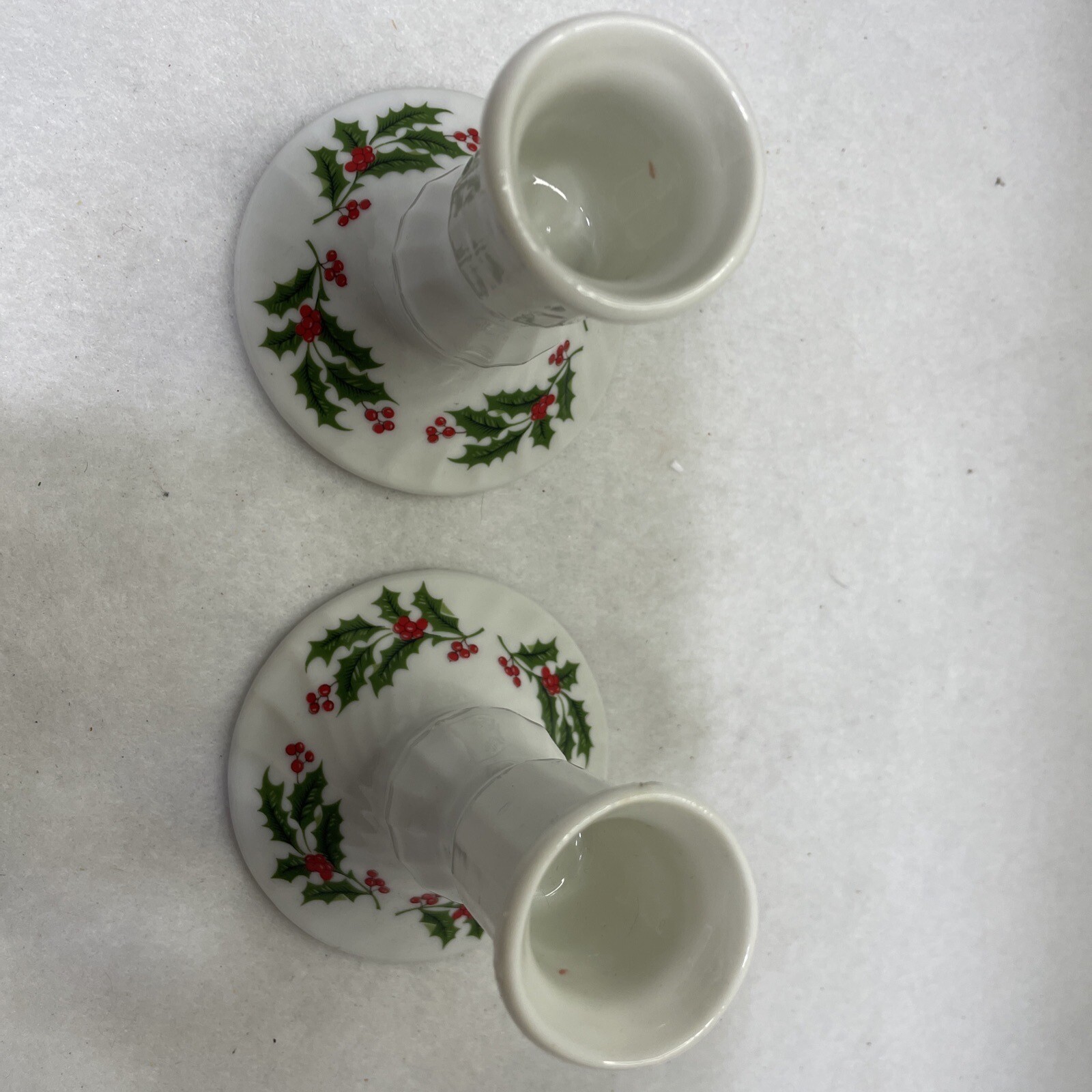 Vintage Lenox Christmas Candle Holders Holly Berry White Red Green eBay